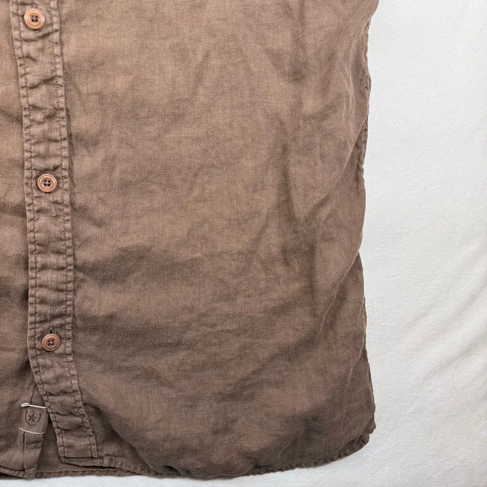 Banana Republic Mens M Brown 100% Linen Short Sleeve Military Safari Shirt